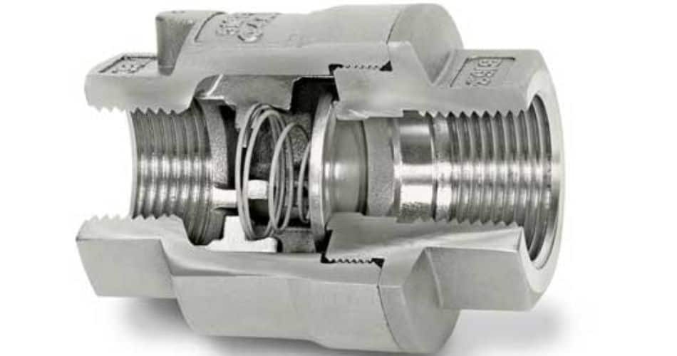 vertical spring check valve inside structure