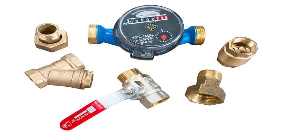 Brass valves with watermeter