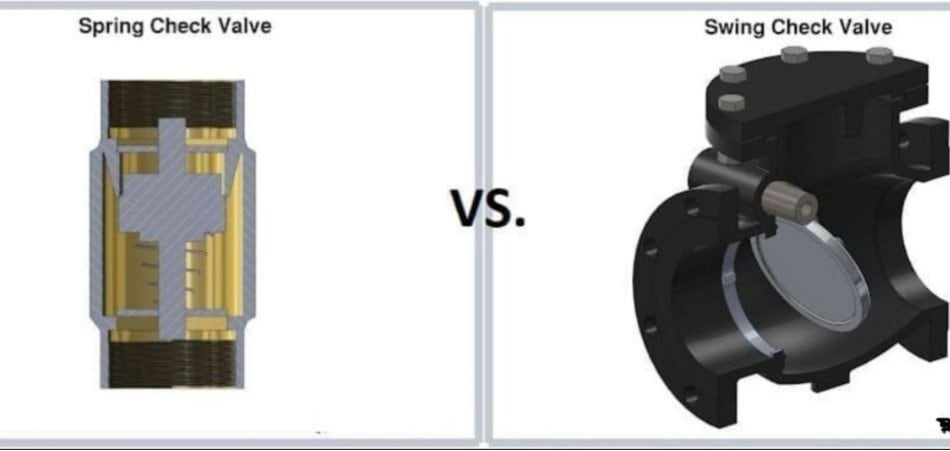 Spring check valve with swing type