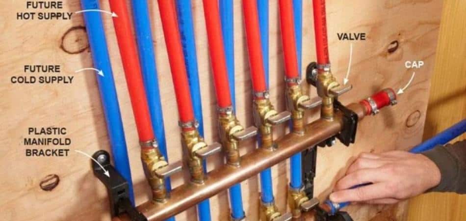 Both hot and cold water lines for heating