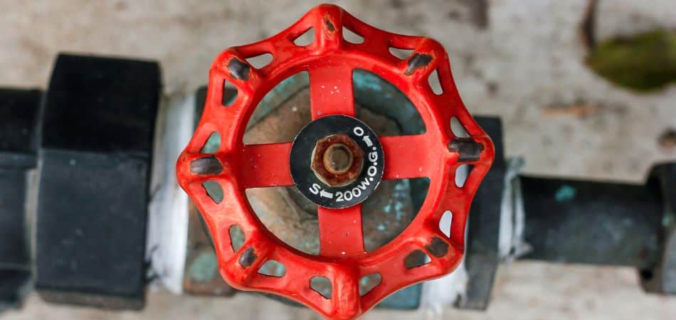 gate valve with red wheel handle