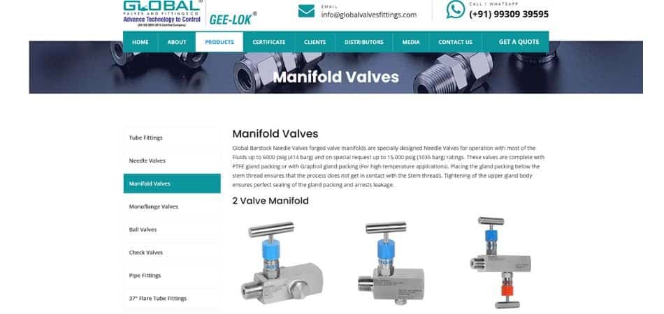 Global valves and fitting