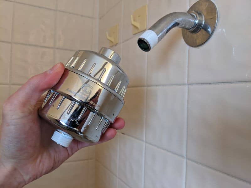 insert the inbuilt shower filter