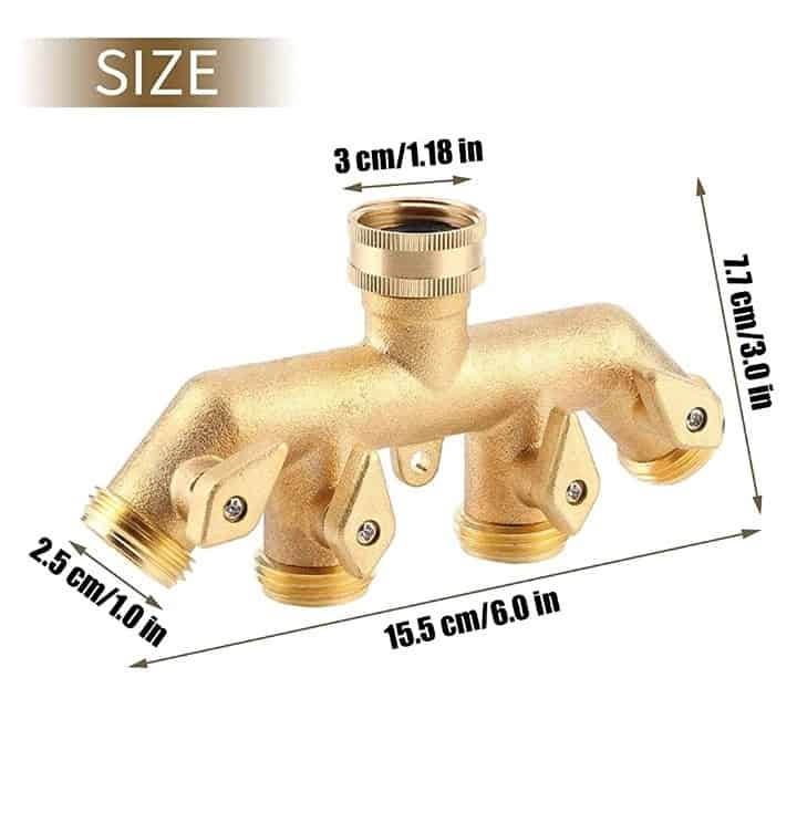 4 way water distributor valve size