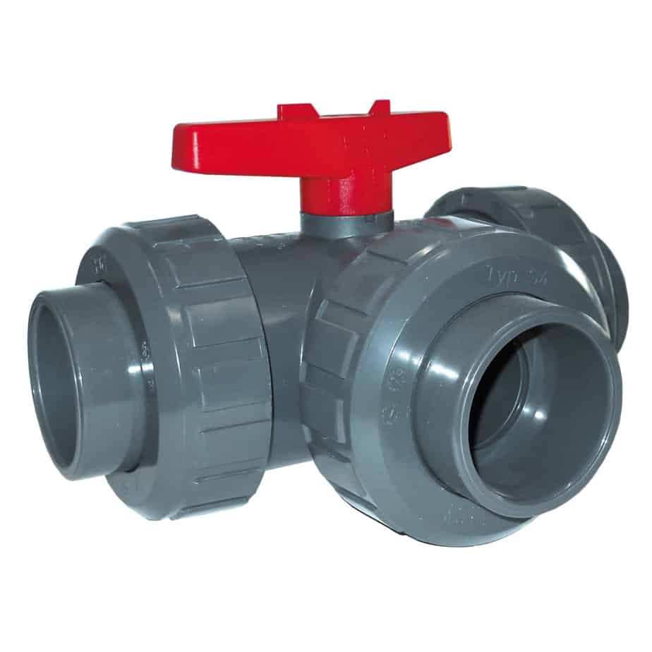 pvc union 3 way ball valve
