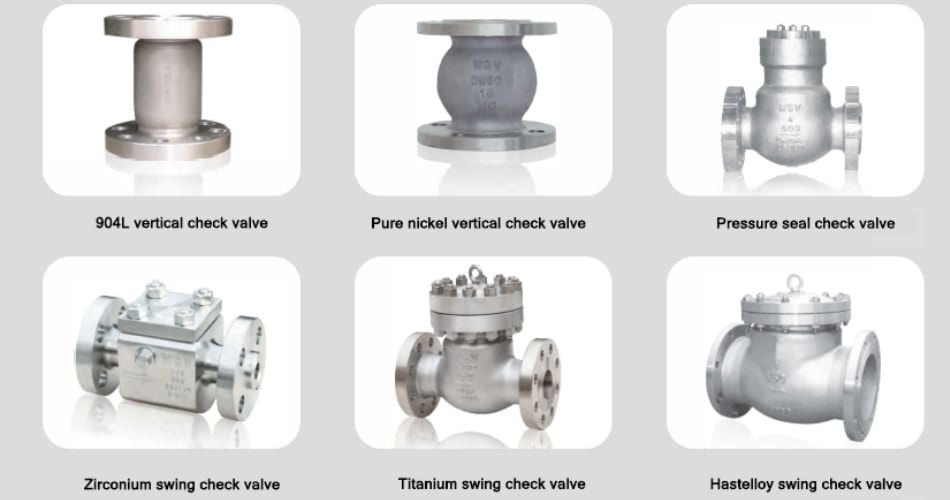 types of check valve