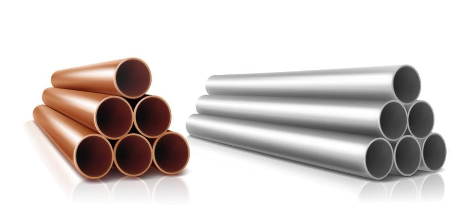 iron pipe and copper pipe