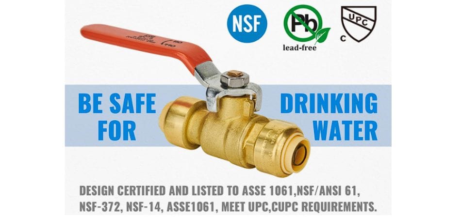 Ball valve with nsf