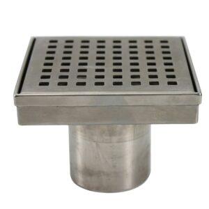Square SS Shower Drain with Hole Pattern Strainer