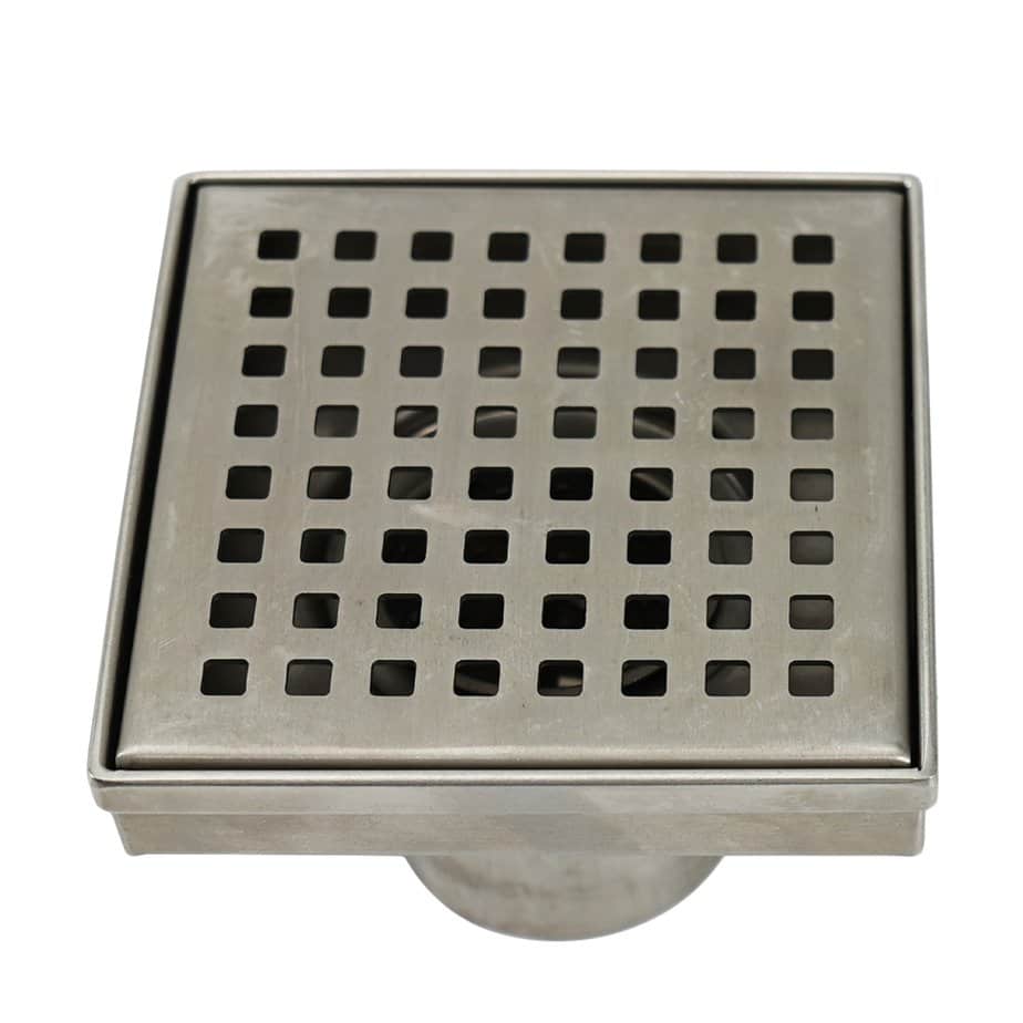Square SS Shower Drain with Hole Pattern Strainer - Image 2