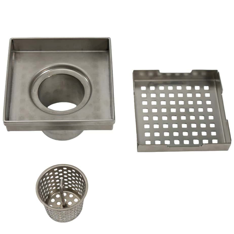 Square SS Shower Drain with Hole Pattern Strainer - Image 3